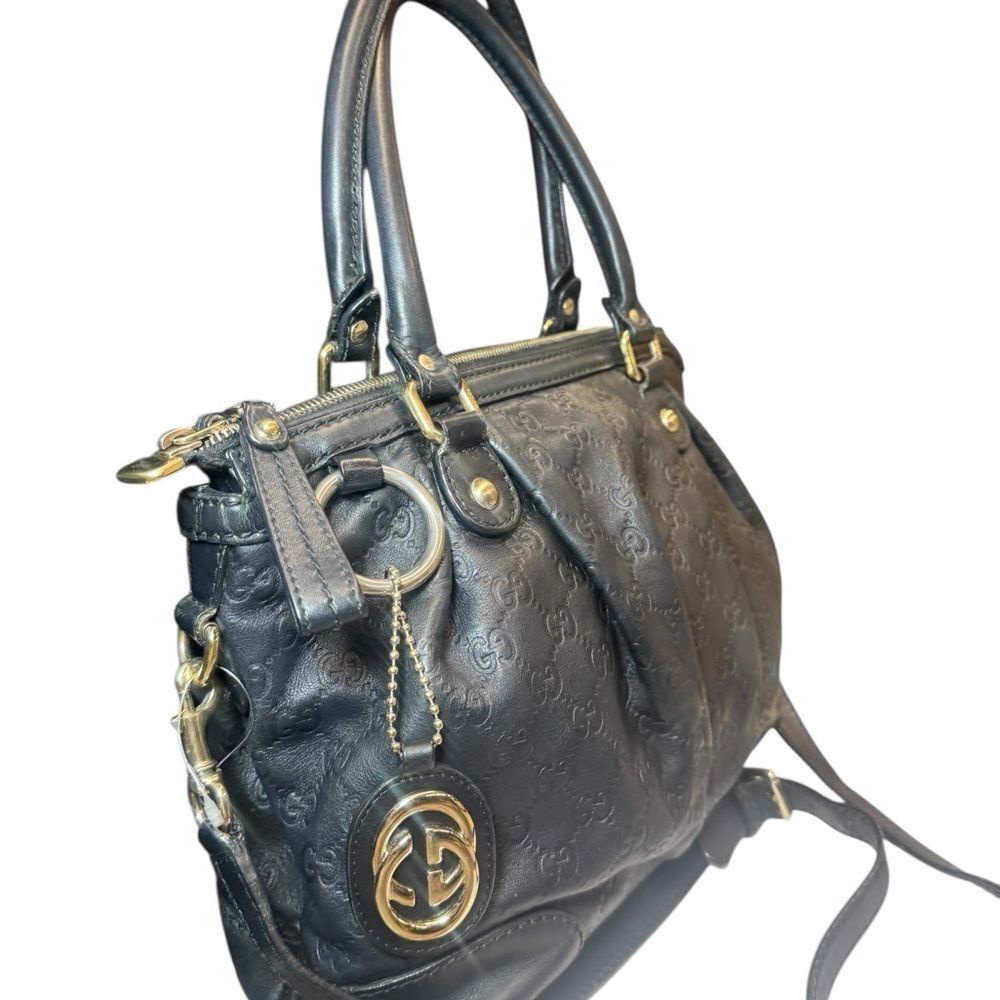 GUCCI Black Guccisima Leather Sukey 2way Satchel Bag Auth - Picture 2 of 16